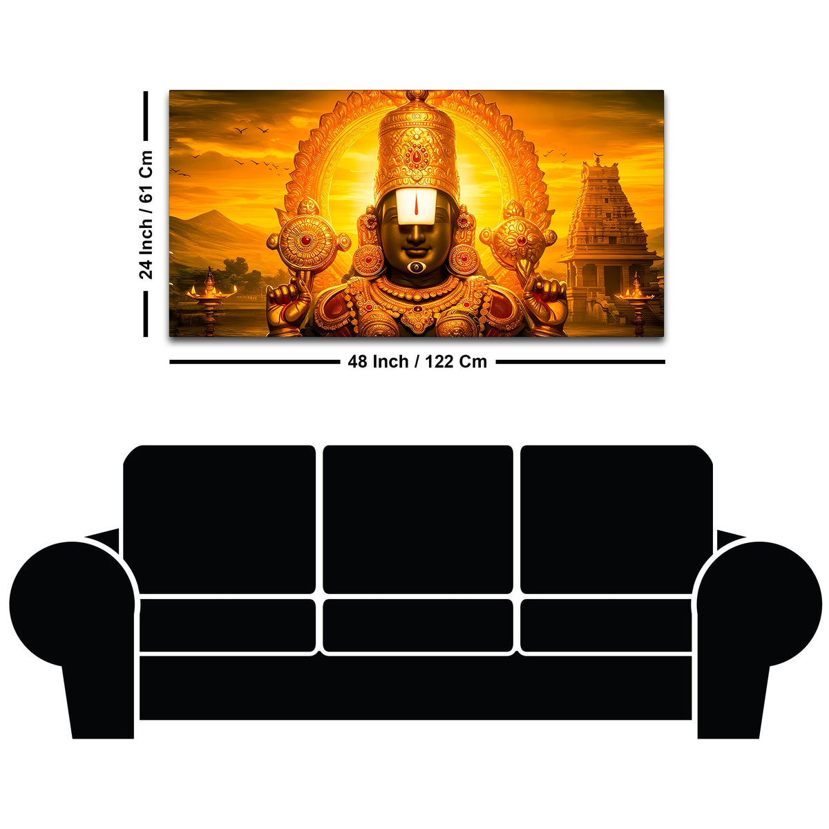 Lord Balaji Canvas Wall Painting for Home & Mandir