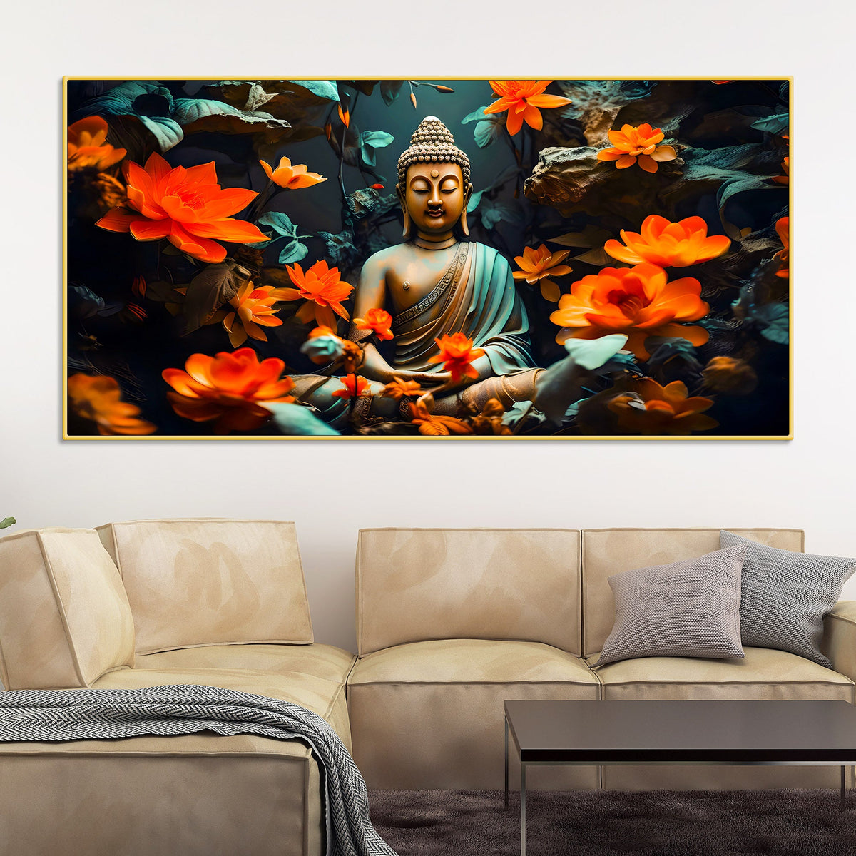 Lord Buddha Canvas Painting for Peaceful Wall Decoration