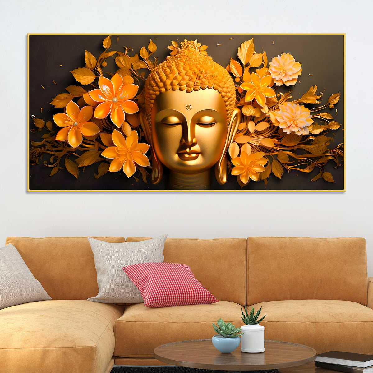 Lord Buddha Face Wall Painting on Premium Canvas