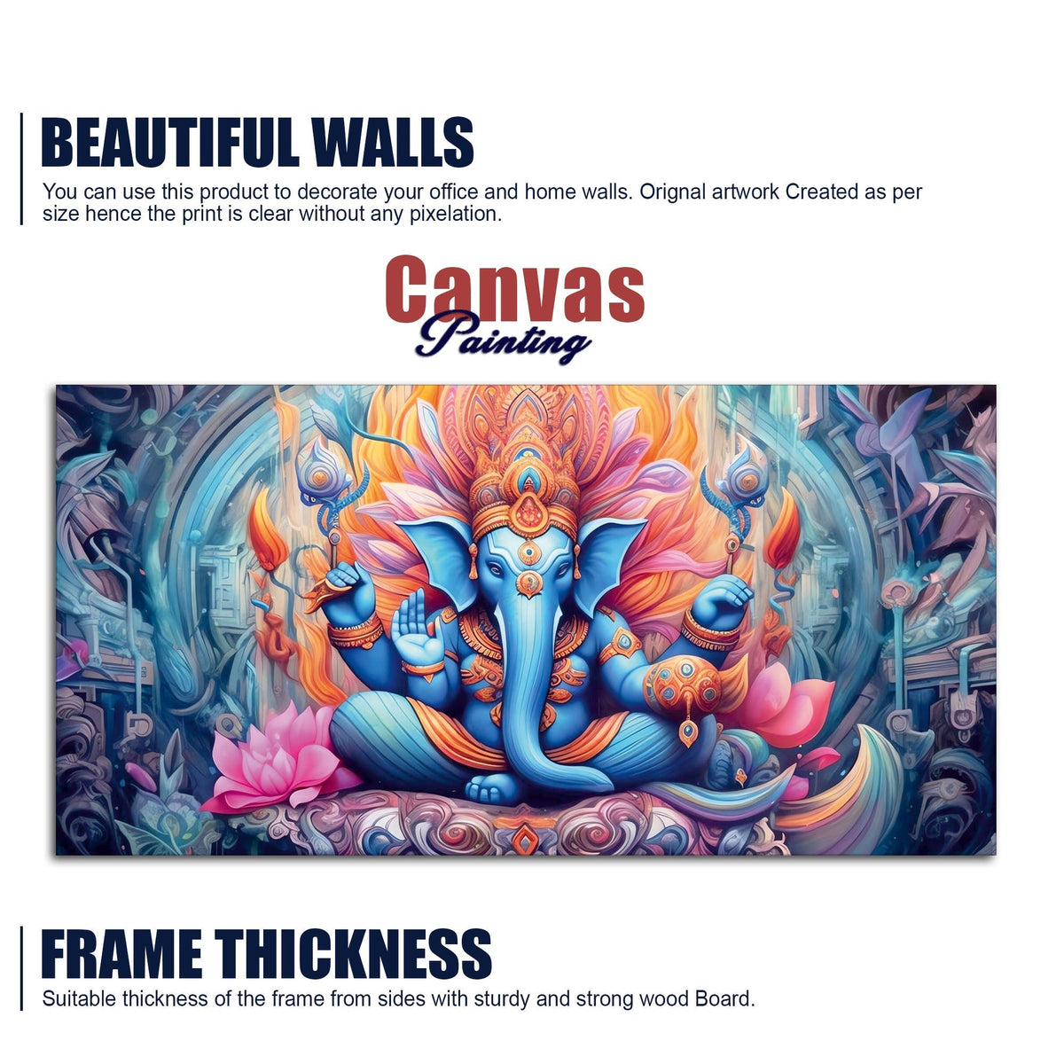 Lord Ganesh Decorative Artistic Canvas Wall Painiting
