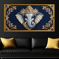 Lord Ganesha Royal Art Crystal Glass Wall Painting for Wealth, Success & Prosperity Décor