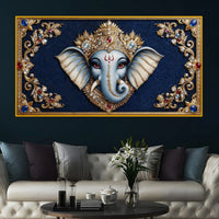 Lord Ganesha Royal Art Crystal Glass Wall Painting for Wealth, Success & Prosperity Décor