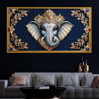 Lord Ganesha Royal Art Crystal Glass Wall Painting for Wealth, Success & Prosperity Décor