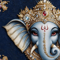 Lord Ganesha Royal Art Crystal Glass Wall Painting for Wealth, Success & Prosperity Décor