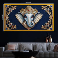 Lord Ganesha Royal Art Crystal Glass Wall Painting for Wealth, Success & Prosperity Décor