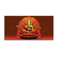 Lord Ganesha Sitting On Sacred Lotus Throne in Padmasana Premium Canvas Wall Painting for Home & Pooja Spaces – Modern Spiritual Wall Decor