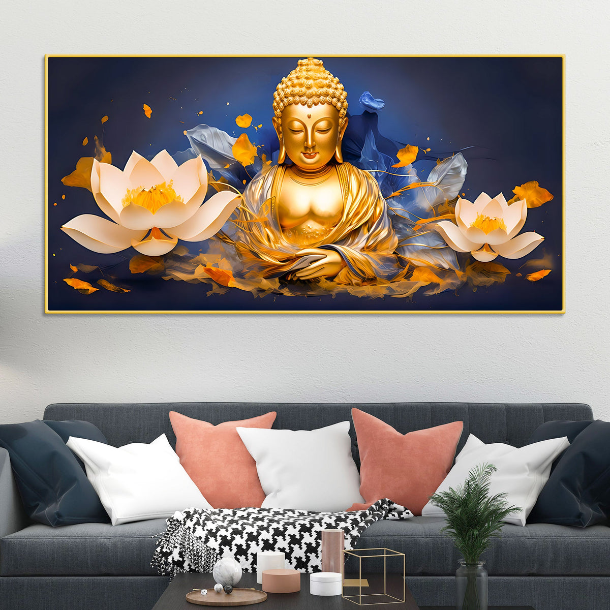 Lord Gautam Buddha Wall Painting for Modern Interiors
