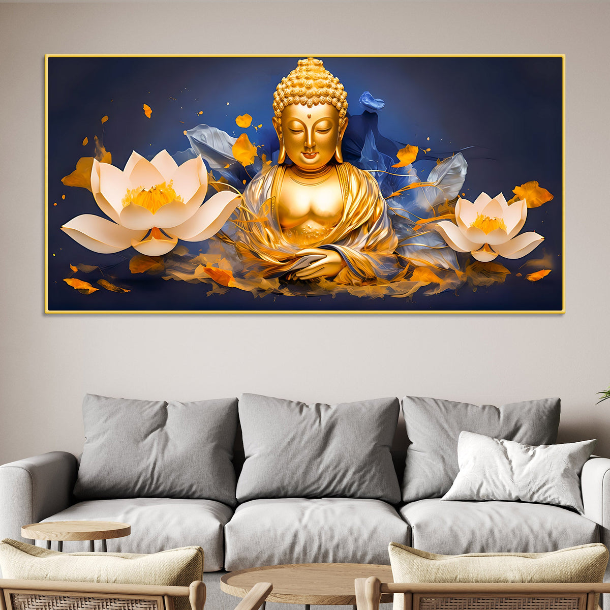 Lord Gautam Buddha Wall Painting for Modern Interiors