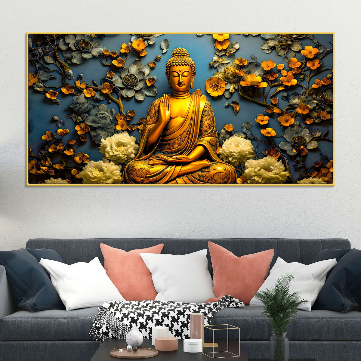 Lord Gautam Buddha Wall Painting for Wall Decor