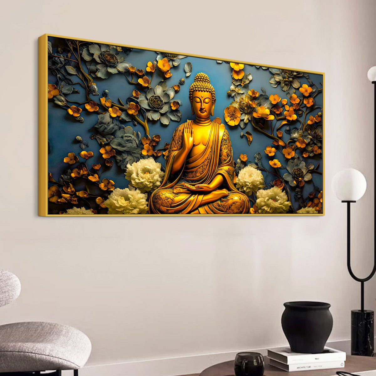 Lord Gautam Buddha Wall Painting for Wall Decor