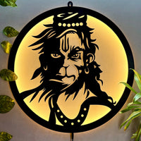 Lord Hanuman Face LED Wall Art for Mandir and Wall Decor