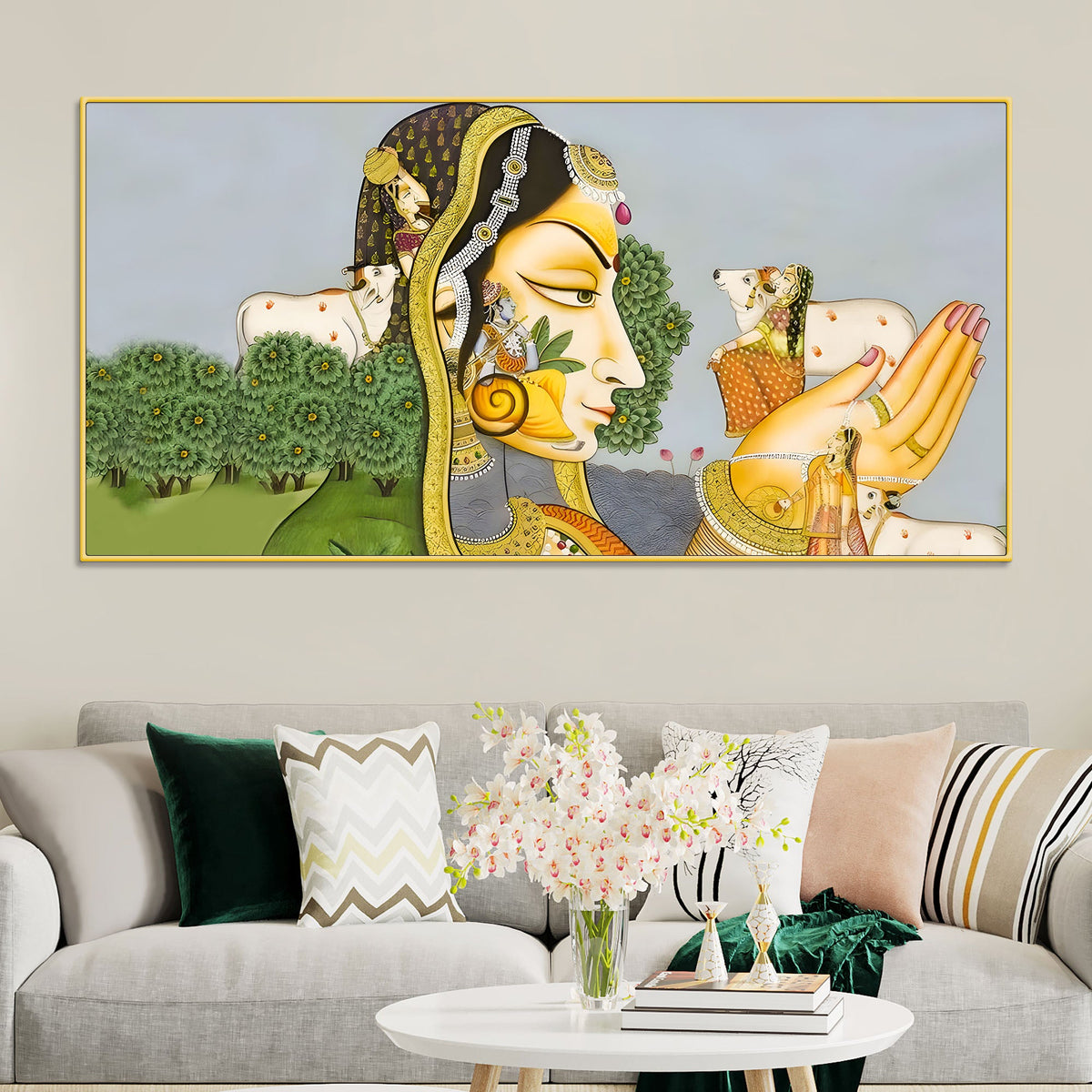 Beautiful Pichwai Canvas Painting – Ethnic Spiritual Wall Decor