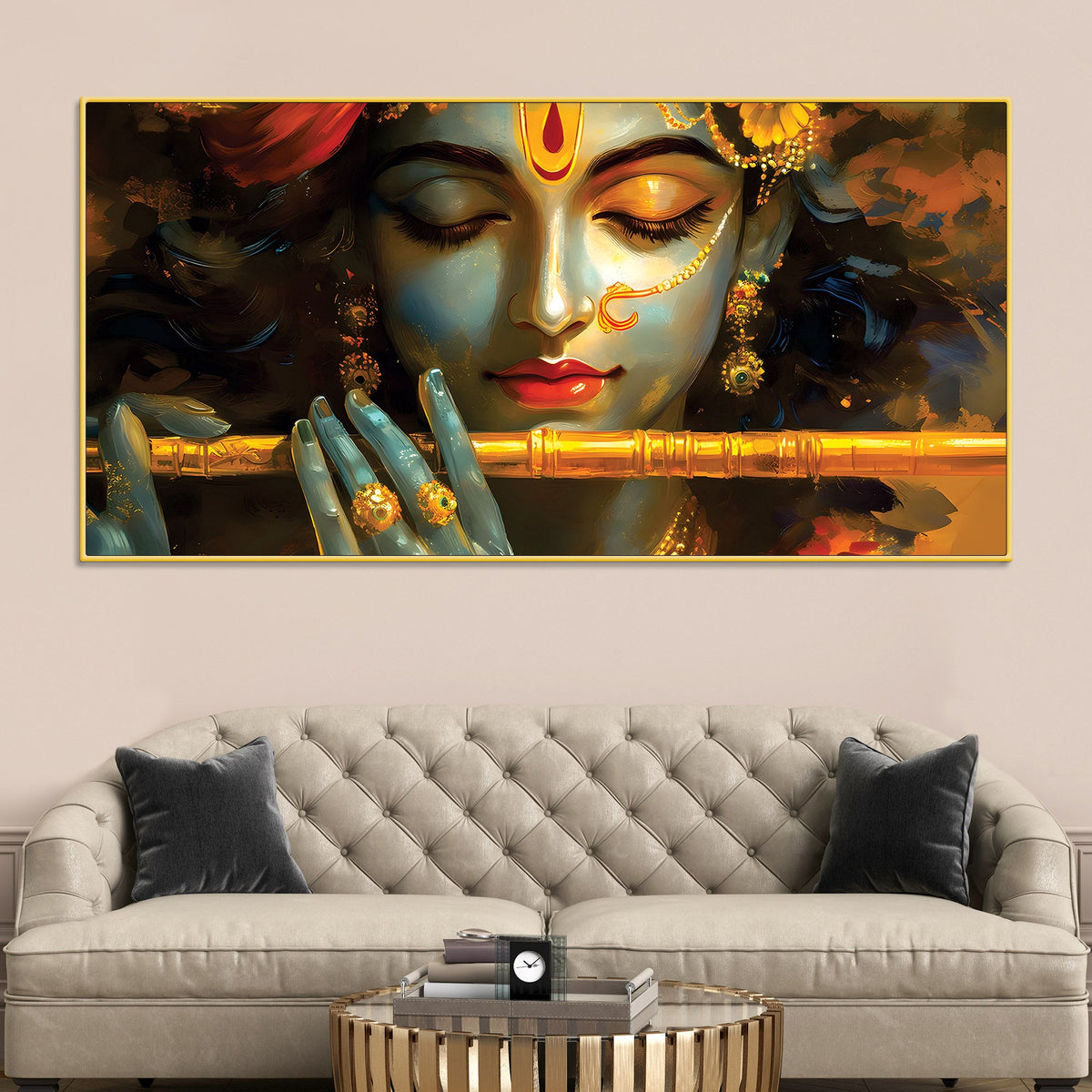 Lord Krishna Modern Spiritual Canvas Painting for Living Room