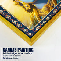 Lord Krishna Sacred and Devotion Floral Border Vertical Wall Painting