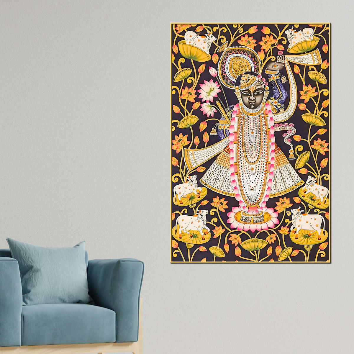 Lord Krishna Shrinath Ji Nathdwara Style Canvas Wall Painting