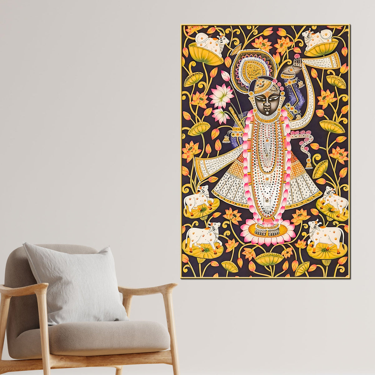 Lord Krishna Shrinath Ji Nathdwara Style Canvas Wall Painting
