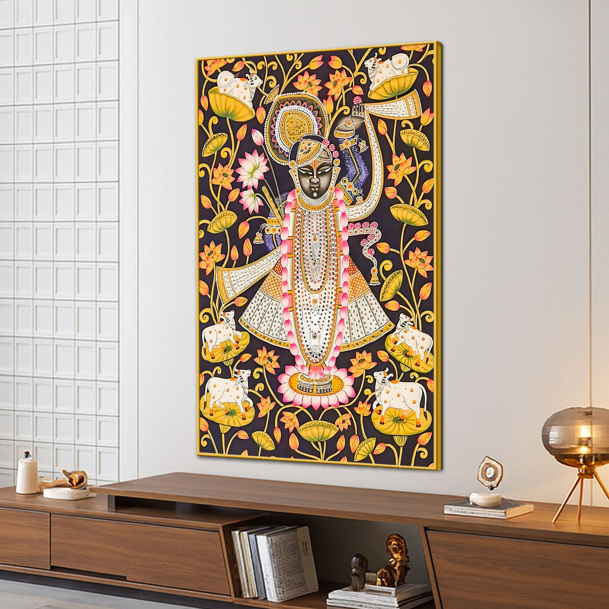 Lord Krishna Shrinath Ji Nathdwara Style Canvas Wall Painting