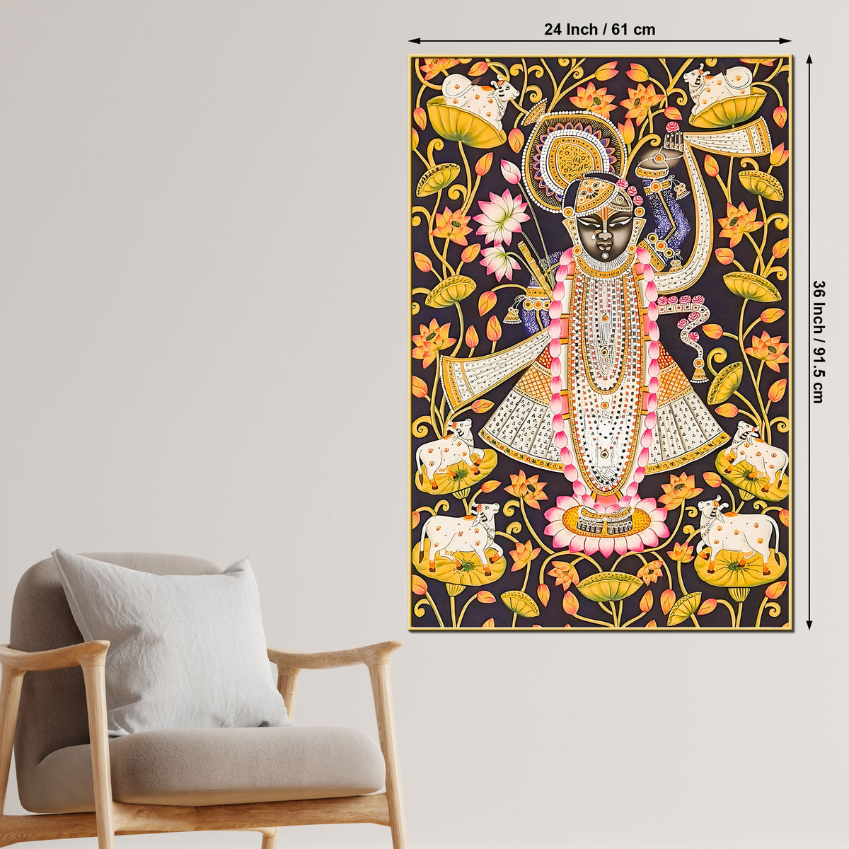 Lord Krishna Shrinath Ji Nathdwara Style Canvas Wall Painting