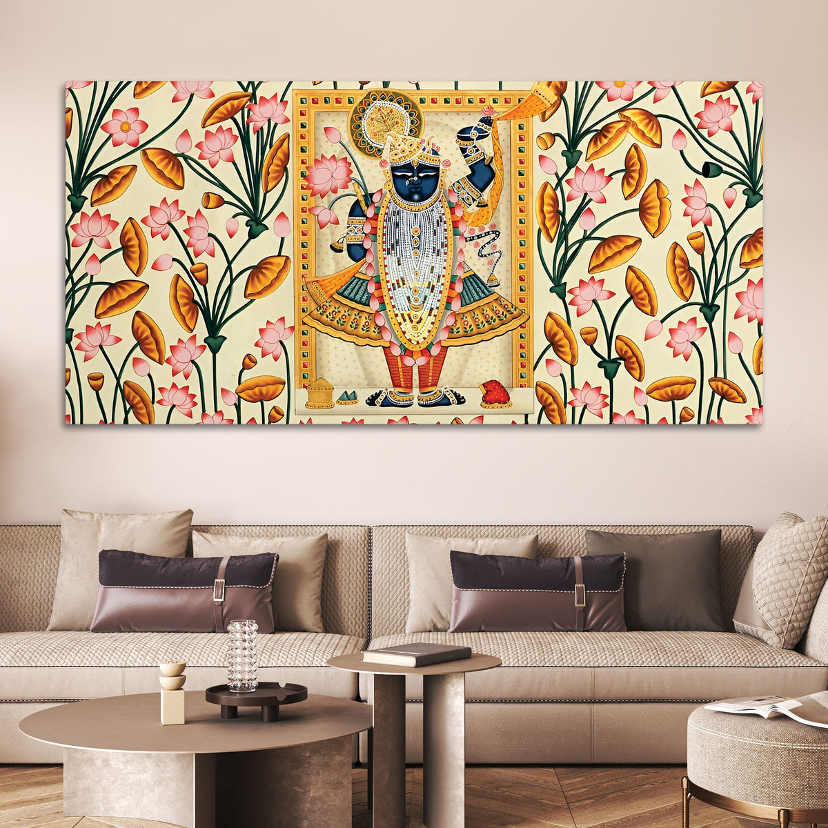 Lord Krishna Shrinathji Pichwai Art Wall Painting