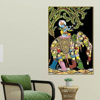 Lord Krishna Spiritual Canvas Painting | Indian Traditional Wall Decor