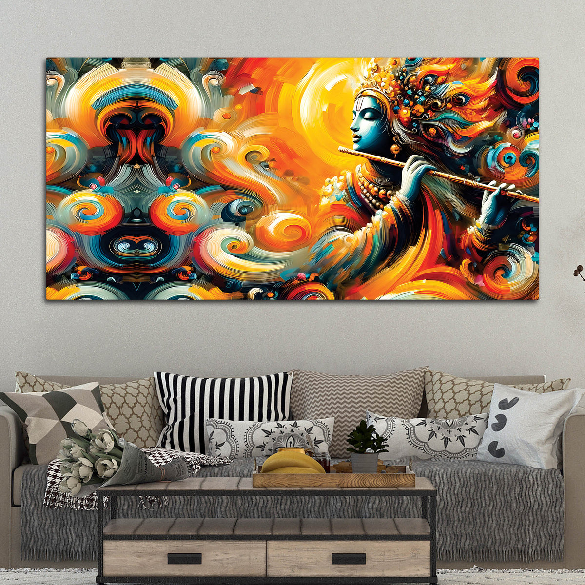 Lord Krishna Wall Painting for Living Room Décor