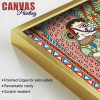 Lord Krishna with Gopis Madhubani Canvas Wall Painting