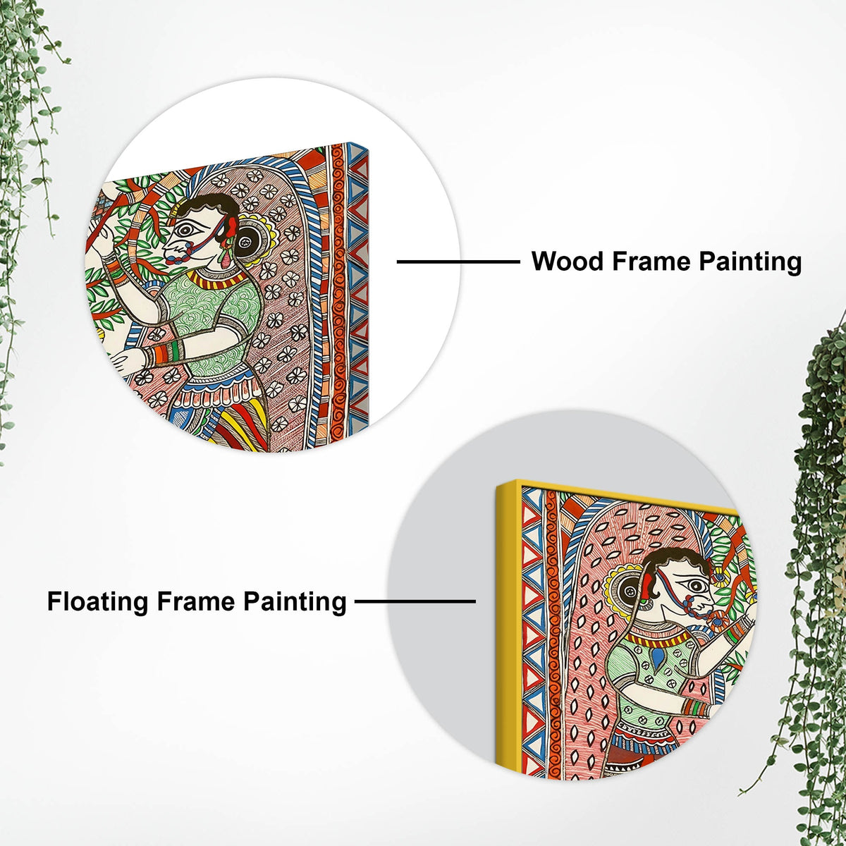 Lord Krishna with Gopis Madhubani Canvas Wall Painting