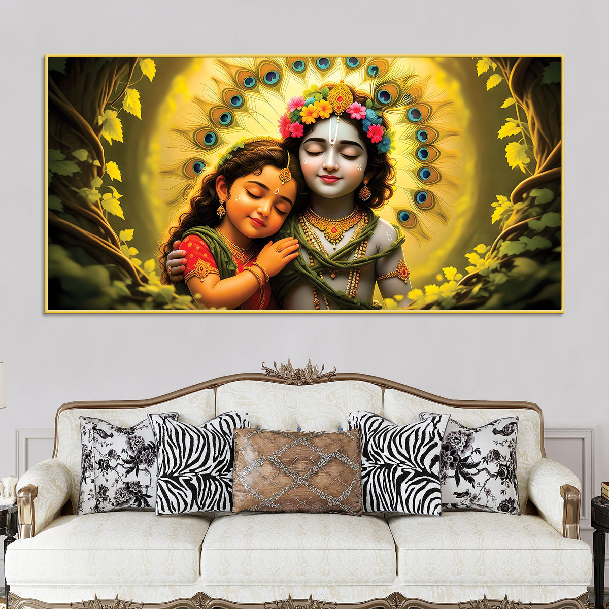 Lord Krishna with Radha Wall Art Painting for Home & Office Décor