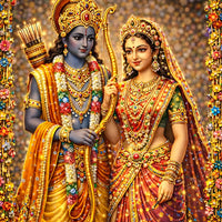 Lord Ram & Sita Divine Portrait Floating Frame Crystal Wall Painting