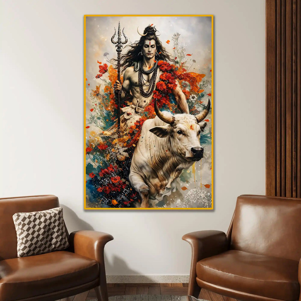 Lord Shiva & Nandi Floating Frame Crystal Wall Painting