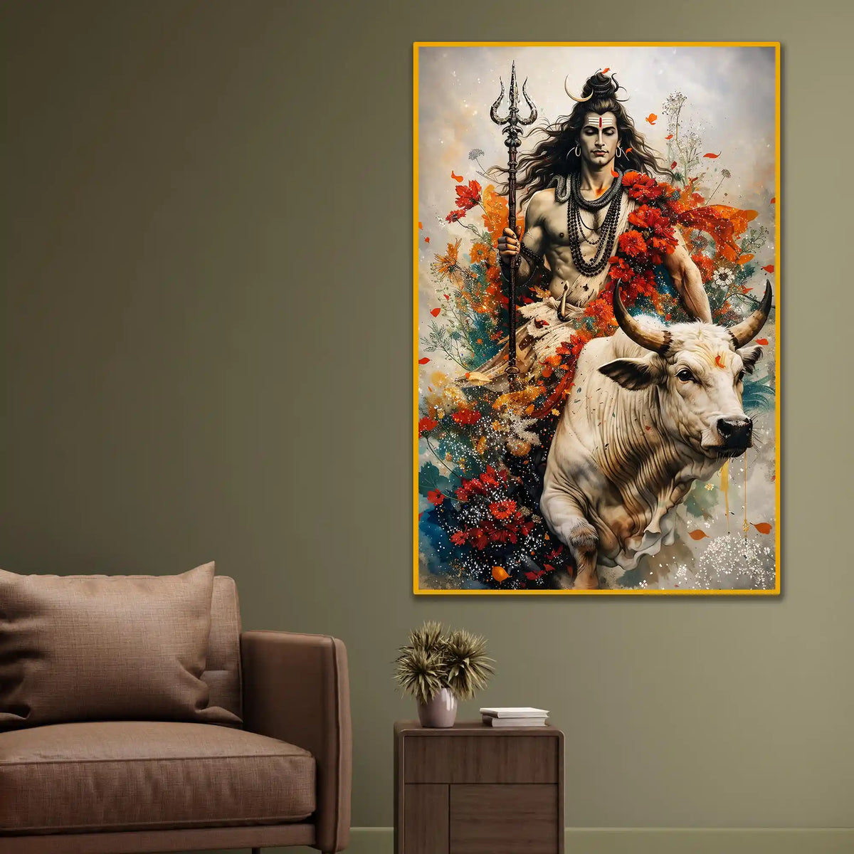 Lord Shiva & Nandi Floating Frame Crystal Wall Painting