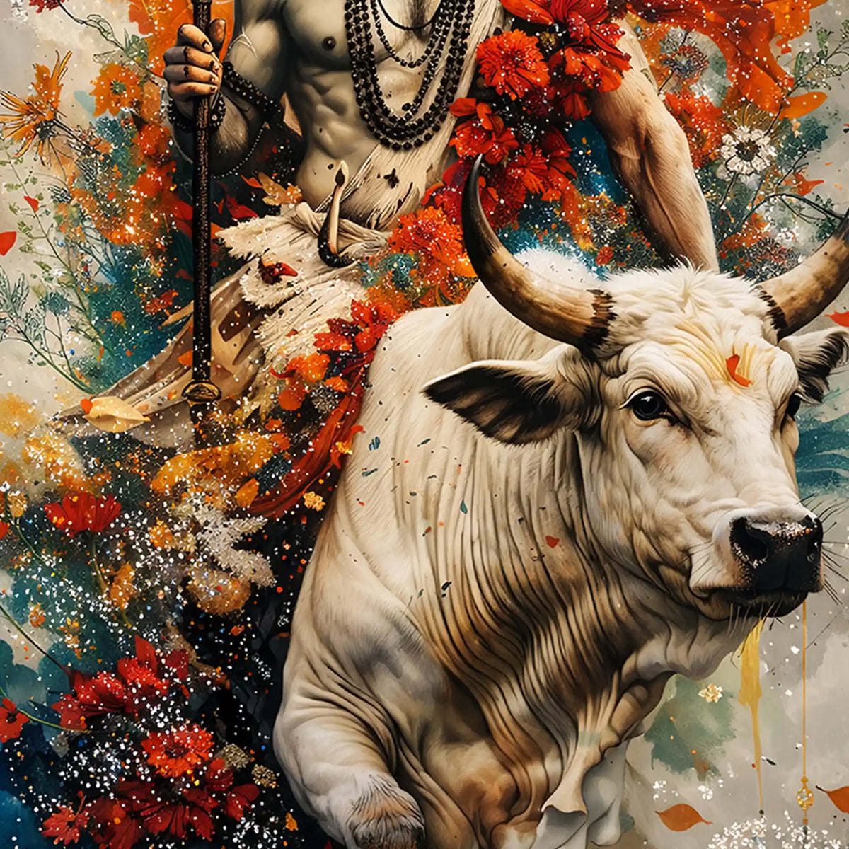 Lord Shiva & Nandi Floating Frame Crystal Wall Painting