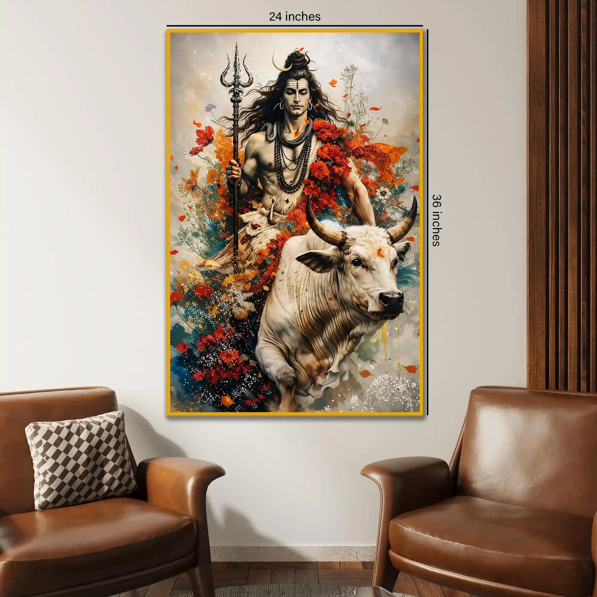 Lord Shiva & Nandi Floating Frame Crystal Wall Painting