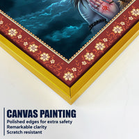 Lord Shiva with Holding Trishula Border Canvas Wall Painting