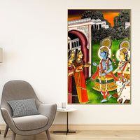 Lord Shree Krishna Balaram Darshan Palace Scene Canvas Wall Painting