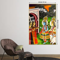 Lord Shree Krishna Balaram Darshan Palace Scene Canvas Wall Painting