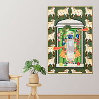 Lord Shree Krishna Shrinath Ji Pichwai Inspired Canvas Wall Painting