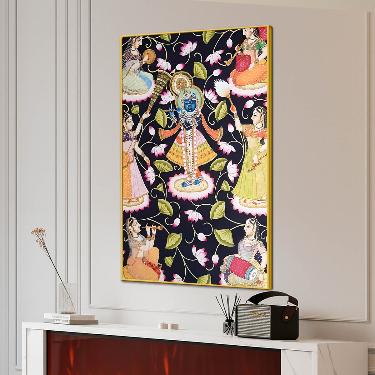 Lord Shree Krishna With Gopis Canvas Wall Painting