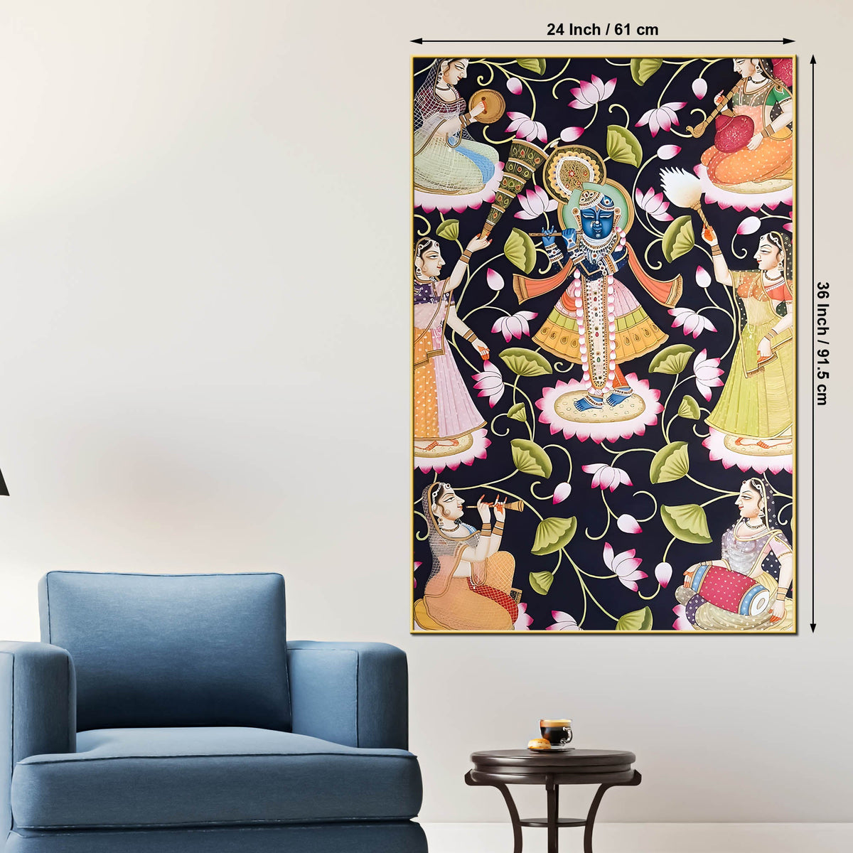 Lord Shree Krishna With Gopis Canvas Wall Painting