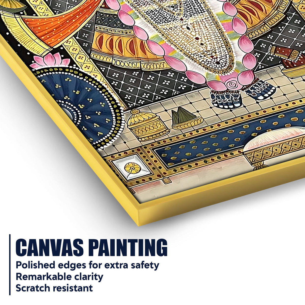 Lord Shreenathji Nathdwara Style Canvas Wall Painting for Home & Temple