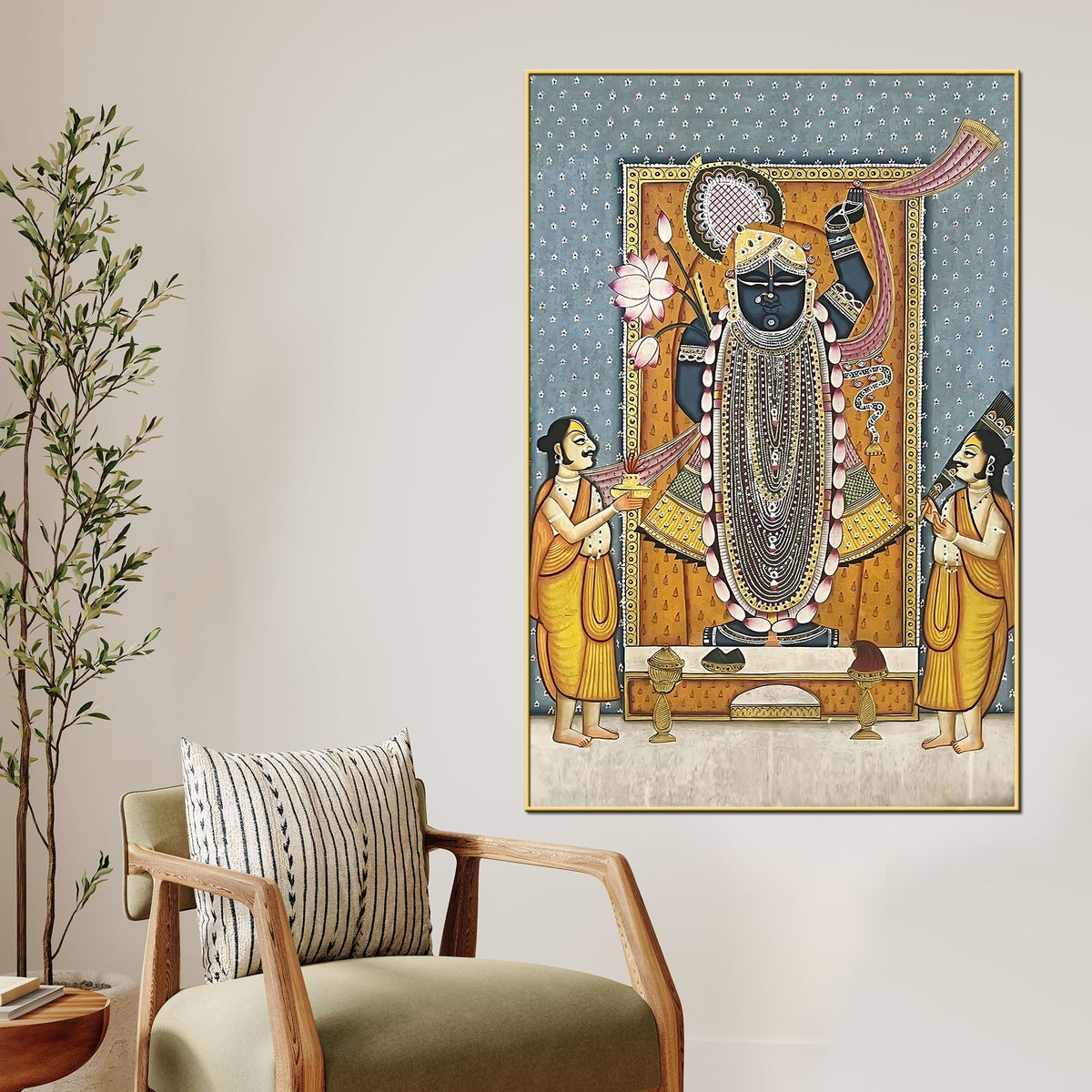 Lord Shreenathji Traditional Pichwai Canvas Wall Painting for Home Decor