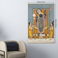Lord Shreenathji Traditional Pichwai Canvas Wall Painting for Home Decor
