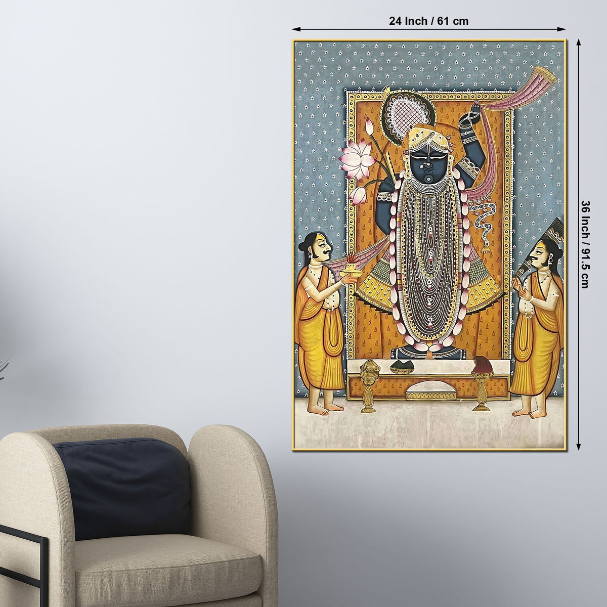 Lord Shreenathji Traditional Pichwai Canvas Wall Painting for Home Decor