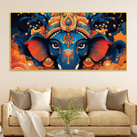 Lord Shri Ganesha Divine Face Abstract Canvas Wall Painting for Home & Office – Contemporary Spiritual Wall Art