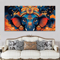 Lord Shri Ganesha Divine Face Abstract Canvas Wall Painting for Home & Office – Contemporary Spiritual Wall Art