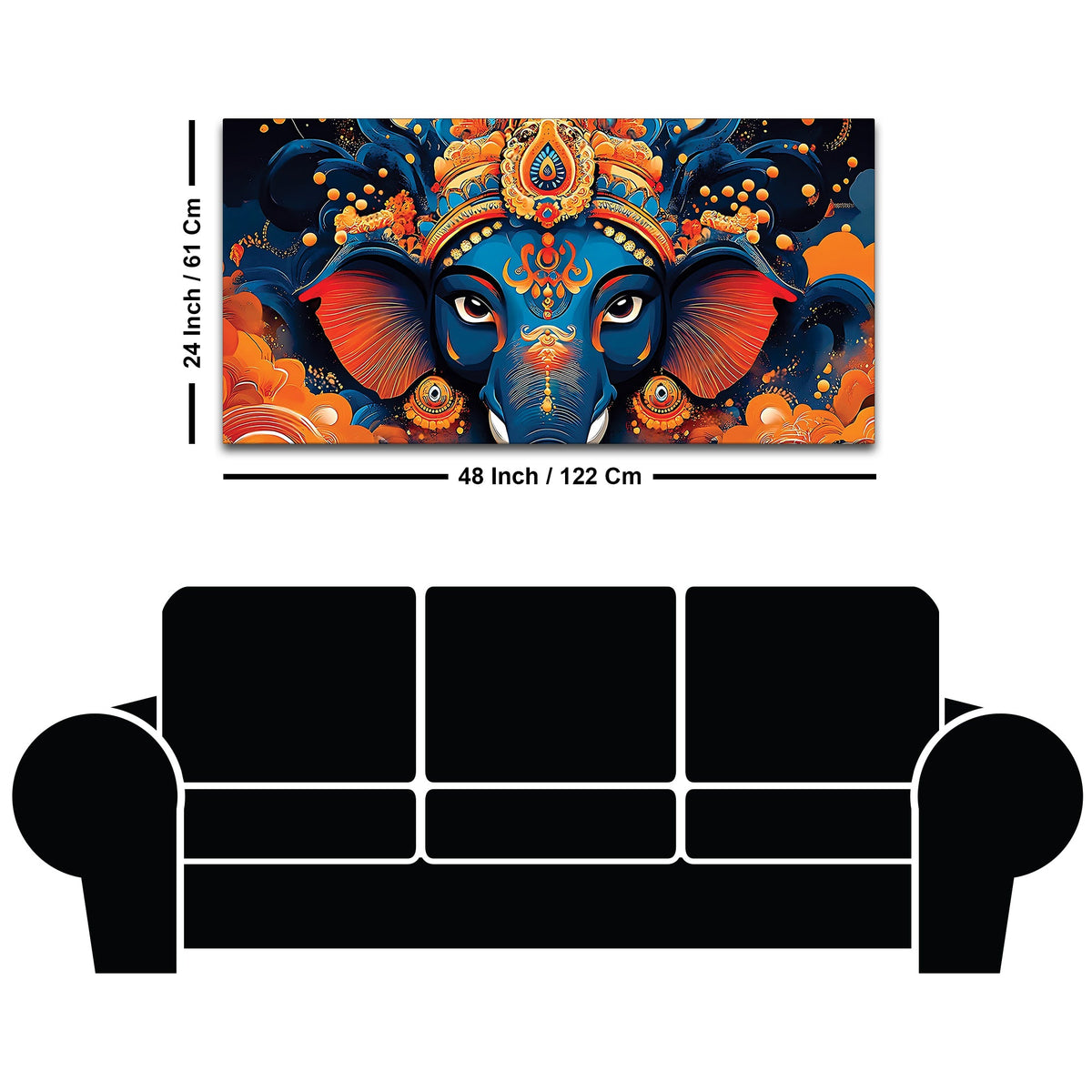 Lord Shri Ganesha Divine Face Abstract Canvas Wall Painting for Home & Office – Contemporary Spiritual Wall Art