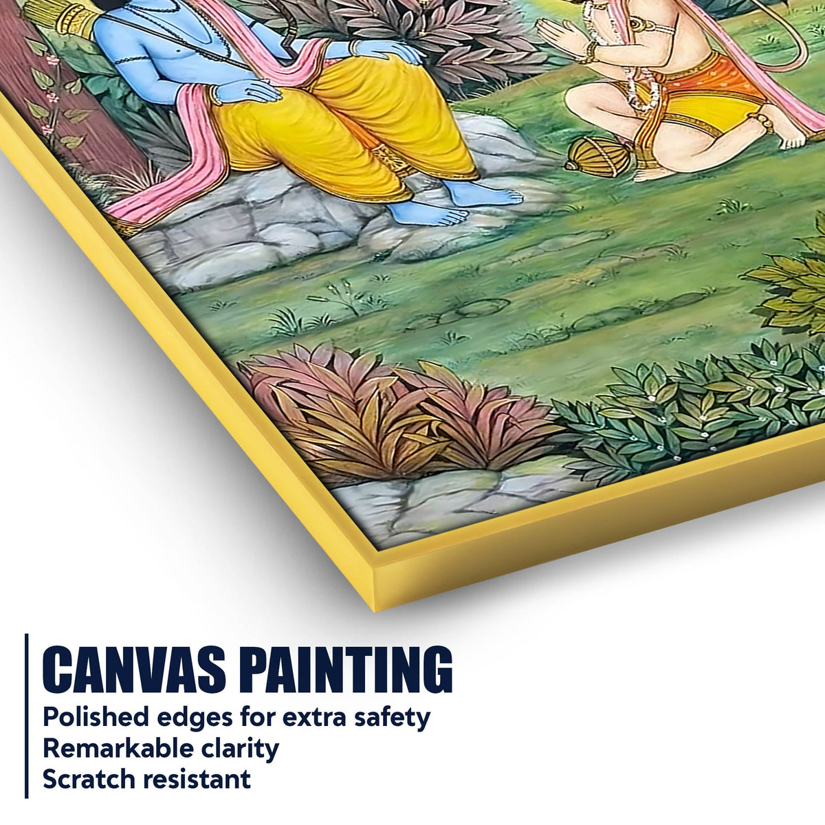 Lord Shri Ram Sitting Under Tree with Shri Hanuman Devotional Canvas Wall Painting