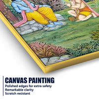 Lord Shri Ram Sitting Under Tree with Shri Hanuman Devotional Canvas Wall Painting