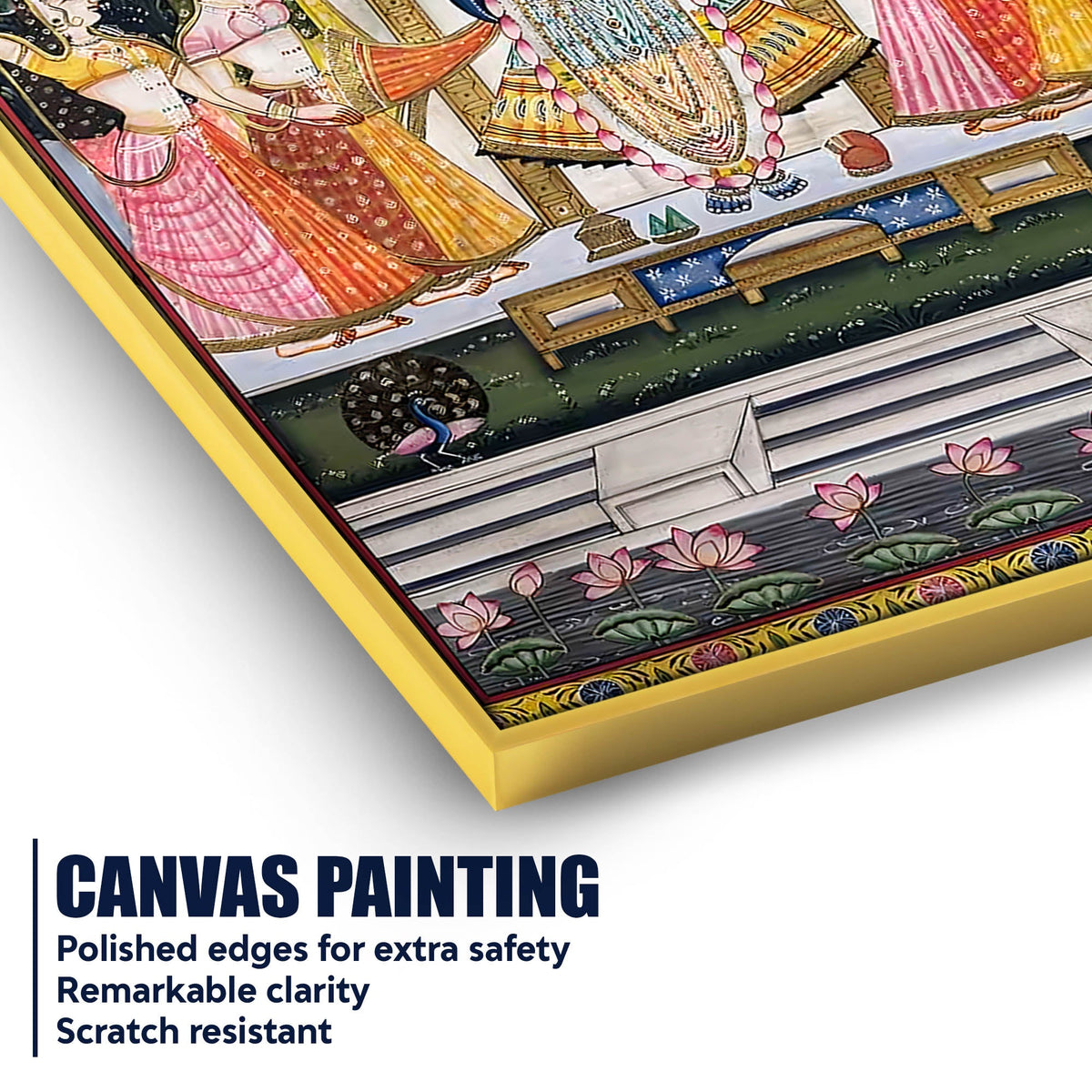 Lord Shrinathji Nathdwara Pushtimarg Krishna Temple Scene Pichwai Canvas Wall Painting