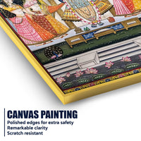 Lord Shrinathji Nathdwara Pushtimarg Krishna Temple Scene Pichwai Canvas Wall Painting